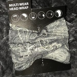 Multi-wear grey paisley head wrap